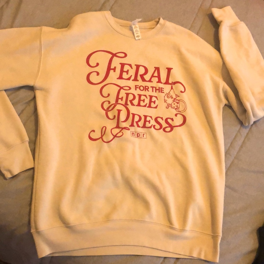 NPR Women’s “Feral for the Free Press” Cream Crew Neck Sweatshirt